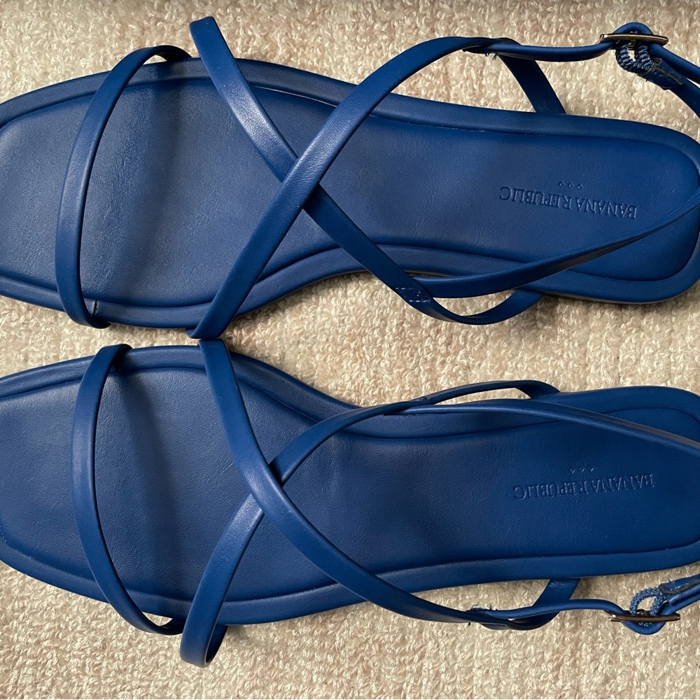 Vegan Leather Blue Strappy Sandals
